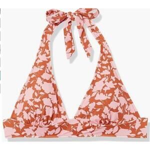 Amazon Essentials Women's Light-Support Tie Halter Bikini Swimsuit Top Size M